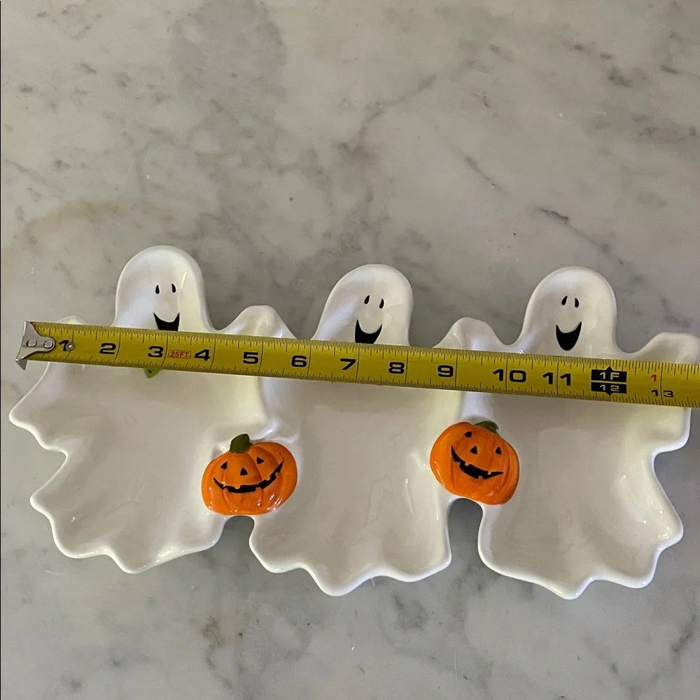 Ceramic Halloween Ghost Platter Dish Set Server